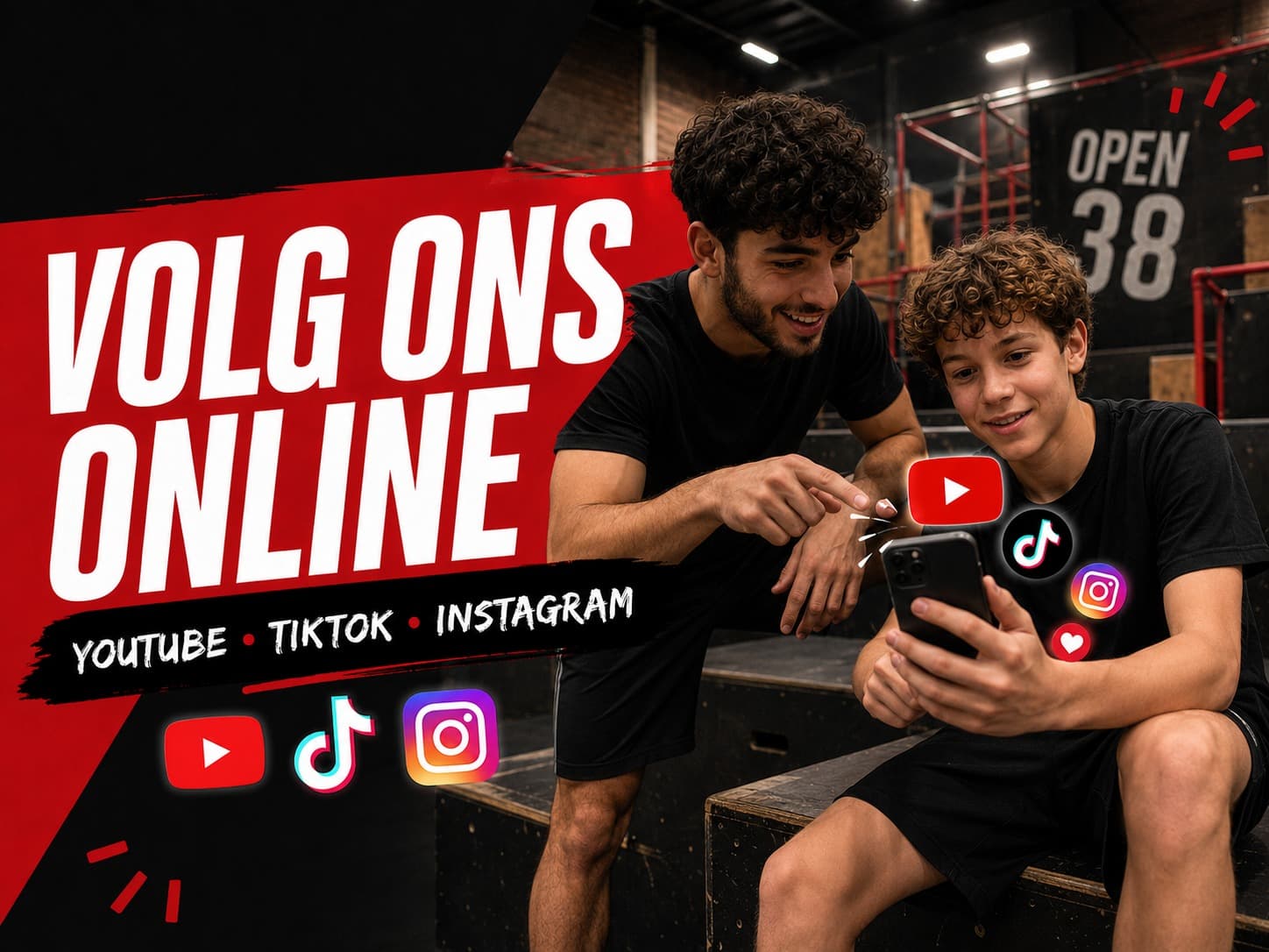Grafische afbeelding voor de online kanalen van ZERO met YouTube, TikTok en Instagram